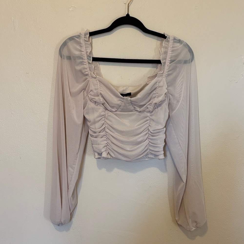 Forever 21 Blush Ruched Long Sleeve Blouse